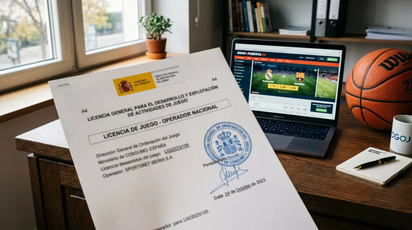 Verificación de licencia DGOJ para casas de apuestas de baloncesto en España con datos del mercado regulado